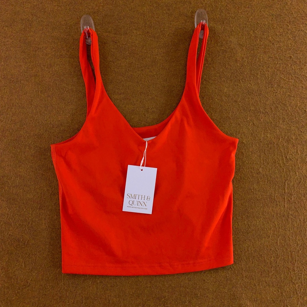 Smith & Quinn Womens Small Tomato Soline V-Neck Stretch Crop Tank Top NWT
